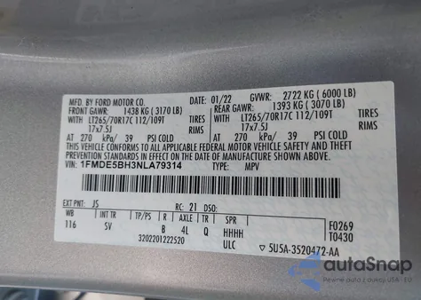 2022 Ford Bronco Black Diamond from USA, damaged, VIN 1FMDE5BH3NLA79314